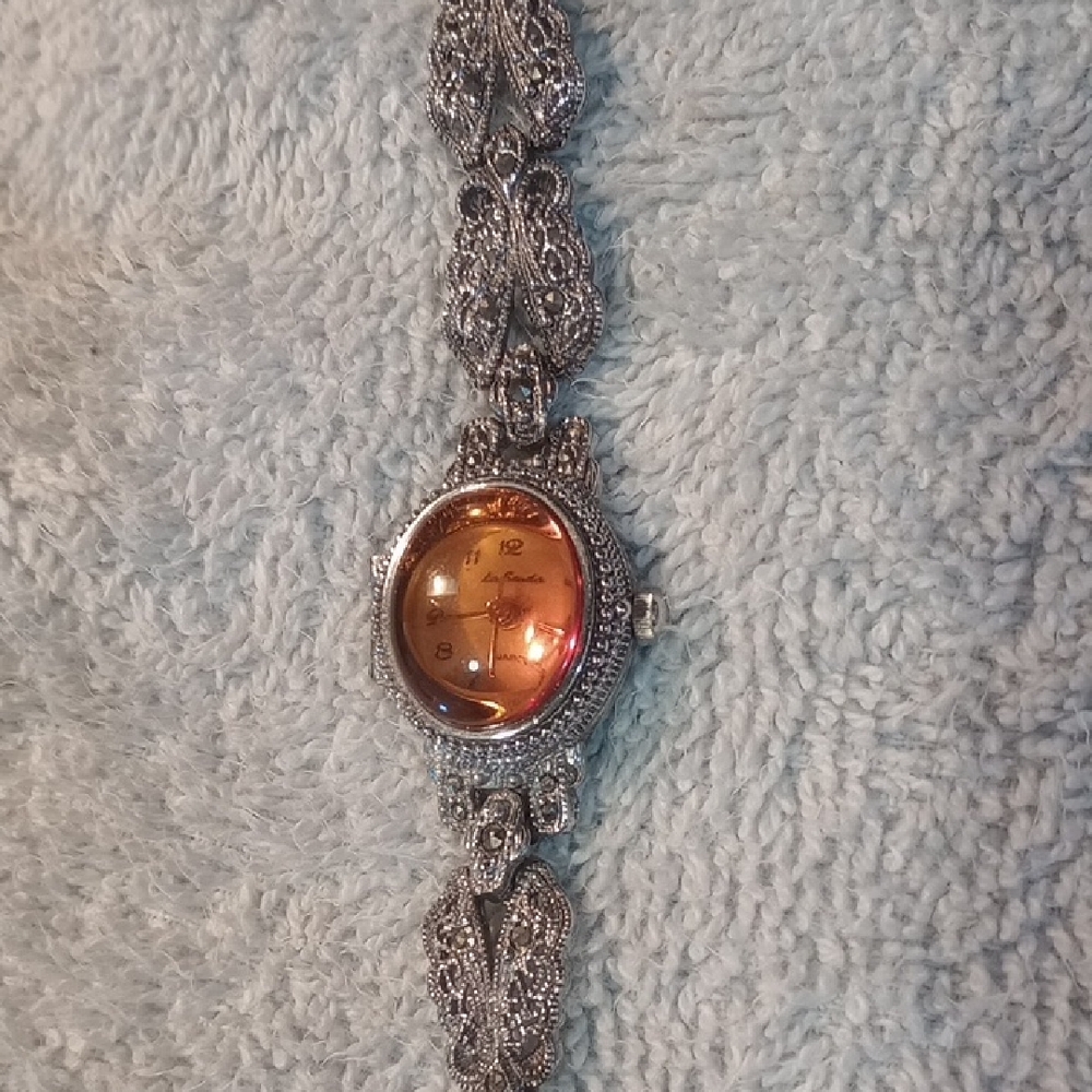 Lee Sands Amber Marcasite Watch
